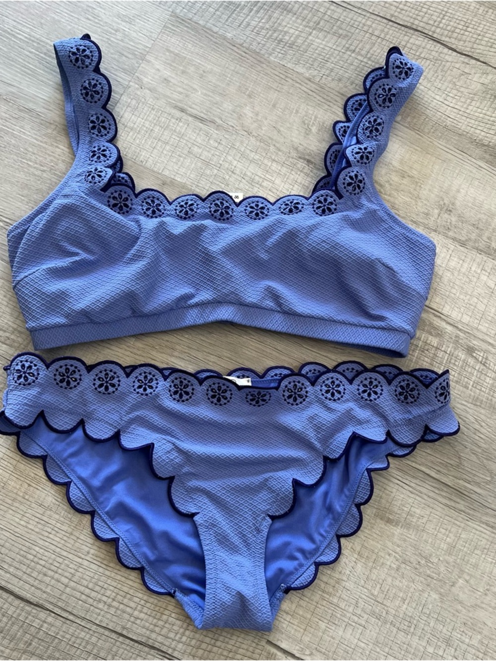 Jessica Simpson Periwinkle Blue Scalloped Bikini Set